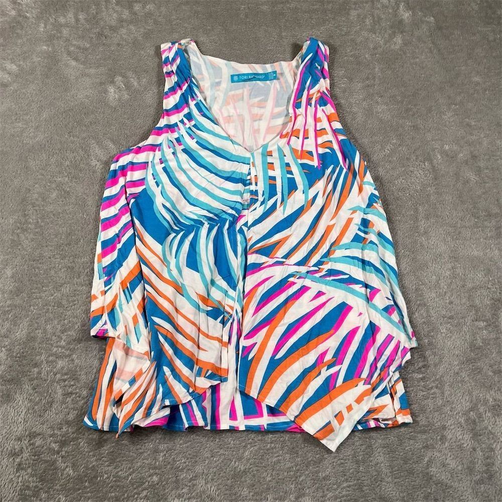 Tori Richard Women's Tank Top Small‎ Multicolor Striped Layered Summer Casual